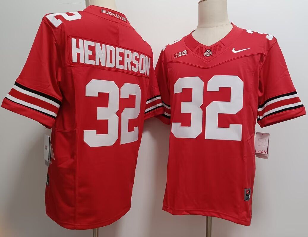 Men Ohio State Buckeyes #32 TreVeyon Henderson red 2024 NCAA Nike jersey